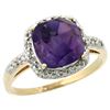 Image 1 : Natural 3.92 ctw Amethyst & Diamond Engagement Ring 14K Yellow Gold - REF-35M2H