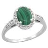 Image 1 : Natural 1.77 ctw Malachite & Diamond Engagement Ring 14K White Gold - REF-30W9K