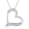 Image 1 : 0.03 CTW Diamond Heart Outline Pendant 10KT White Gold - REF-6F2N