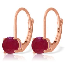 Genuine 1.20 ctw Ruby Earrings Jewelry 14KT Rose Gold - REF-27N2R