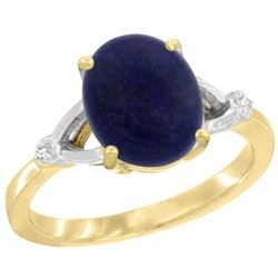 Natural 2.51 ctw Lapis & Diamond Engagement Ring 10K Yellow Gold - REF-22G5M