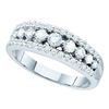 Image 1 : 0.75 CTW Pave-set Diamond Triple Row Ring 14KT White Gold - REF-89M9H
