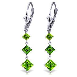 Genuine 4.79 ctw Peridot Earrings Jewelry 14KT White Gold - REF-36X8M