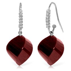 Genuine 30.68 ctw Ruby & Diamond Earrings Jewelry 14KT White Gold - REF-67Y3F