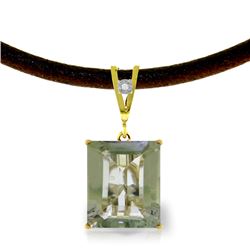 Genuine 6.51 ctw Green Amethyst & Diamond Necklace Jewelry 14KT Yellow Gold - REF-31F6Z