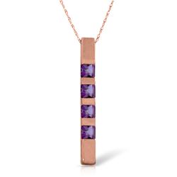 Genuine 0.35 ctw Amethyst Necklace Jewelry 14KT Rose Gold - REF-26R6P