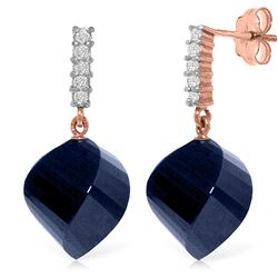 Genuine 30.65 ctw Sapphire & Diamond Earrings Jewelry 14KT Rose Gold - REF-59Z9N