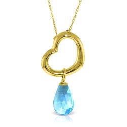 Genuine 2.25 ctw Blue Topaz Necklace Jewelry 14KT Yellow Gold - REF-27T4A