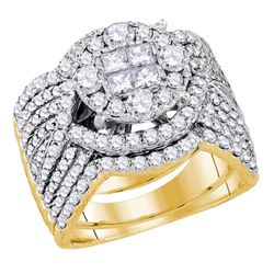 2.52 CTW Princess Diamond Soleil Bridal Engagement Ring 14KT Yellow Gold - REF-299M9H