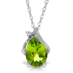 Genuine 2.13 ctw Peridot & Diamond Necklace Jewelry 14KT White Gold - REF-28P8H