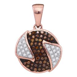 0.16 CTW Red Color Diamond Circle Cluster Pendant 10KT Rose Gold - REF-18X2Y