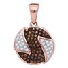 Image 1 : 0.16 CTW Red Color Diamond Circle Cluster Pendant 10KT Rose Gold - REF-18X2Y