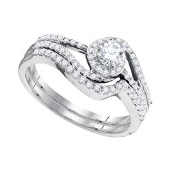 0.50 CTW Diamond Swirl Bridal Engagement Ring 10KT White Gold - REF-52Y4X