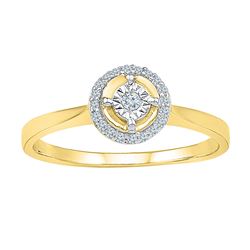 0.08 CTW Diamond Solitaire Halo Bridal Engagement Ring 10KT Yellow Gold - REF-13W4K