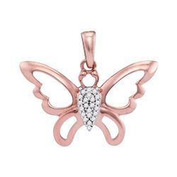 0.05 CTW Diamond Butterfly Bug Pendant 10KT Rose Gold - REF-8W9K