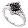 Image 1 : 0.20 CTW Black Color Diamond Diagonal Square Cluster Ring 10KT White Gold - REF-14W9K