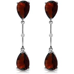 Genuine 6.01 ctw Garnet & Diamond Earrings Jewelry 14KT White Gold - REF-42F4Z