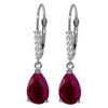 Image 1 : Genuine 3.15 ctw Ruby & Diamond Earrings Jewelry 14KT White Gold - REF-52X3M