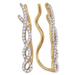 0.25 CTW Diamond Woven Climber Earrings 10KT Yellow Gold - REF-22M4H