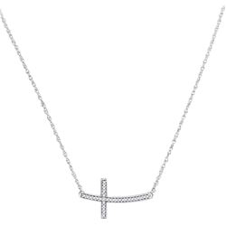 0.10 CTW Diamond Horizontal Cross Pendant 10KT White Gold - REF-19W4K