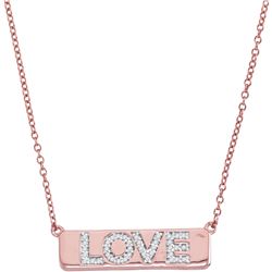 0.12 CTW Diamond Pink Love Bar Pendant 10KT Rose Gold - REF-30Y2X