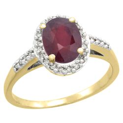 Natural 1.6 ctw Ruby & Diamond Engagement Ring 14K Yellow Gold - REF-33H2W