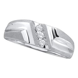 0.11 CTW Mens Diamond Wedding Ring 14KT White Gold - REF-34W4K