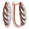 Image 1 : 0.33 CTW Red Color Diamond Hoop Luxury Earrings 10KT Rose Gold - REF-41M9H