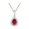 Image 1 : 1.87 CTW Pear Created Ruby Solitaire Diamond Pendant 10KT Yellow Gold - REF-12K2W