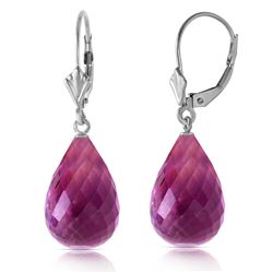 Genuine 14 ctw Amethyst Earrings Jewelry 14KT White Gold - REF-28K5V