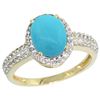 Image 1 : Natural 1.91 ctw Turquoise & Diamond Engagement Ring 10K Yellow Gold - REF-34K3R