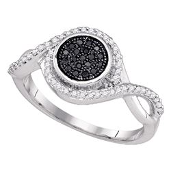 0.20 CTW Black Color Diamond Cluster Ring 10KT White Gold - REF-25M4H