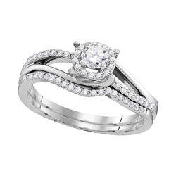 0.46 CTW Diamond Halo Bridal Engagement Ring 10KT White Gold - REF-57F2N