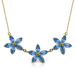 Genuine 4.2 ctw Blue Topaz Necklace Jewelry 14KT Yellow Gold - REF-58T2A