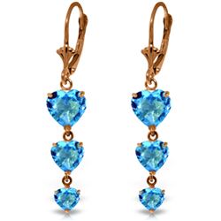 Genuine 6 ctw Blue Topaz Earrings Jewelry 14KT Rose Gold - REF-66F9Z