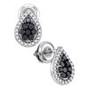Image 1 : 0.55 CTW Black Color Diamond Teardrop Cluster Stud Earrings 10KT White Gold - REF-22K4W
