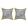 Image 1 : 0.20 CTW Pave-set Diamond Square Kite Cluster Earrings 10KT Yellow Gold - REF-16F4N