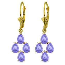 Genuine 4.5 ctw Tanzanite Earrings Jewelry 14KT Yellow Gold - REF-63V2W