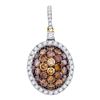 Image 1 : 1.3 CTW Cognac-brown Color Diamond Oval Cluster Pendant 10KT Yellow Gold - REF-59F9N