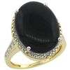 Image 1 : Natural 6.28 ctw Onyx & Diamond Engagement Ring 10K Yellow Gold - REF-41V6F