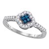 Image 1 : 0.30 CTW Blue Color Diamond Diagonal Square Cluster Ring 10KT White Gold - REF-22Y4X