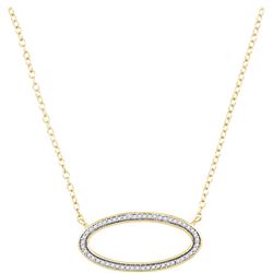 0.12 CTW Diamond Oval Outline Pendant 10KT Yellow Gold - REF-18W2K