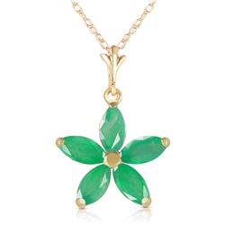 Genuine 1.40 ctw Emerald Necklace Jewelry 14KT Yellow Gold - REF-30N7R