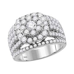 2.97 CTW Diamond Cluster Bridal Engagement Ring 14KT White Gold - REF-269Y9X