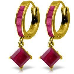 Genuine 4.2 ctw Ruby Earrings Jewelry 14KT Yellow Gold - REF-70Y3F