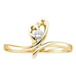 0.05 CTW Diamond Heart Love Promise Bridal Ring 14KT Yellow Gold - REF-19N4F