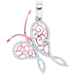 0.20 CTW Pave Diamond Butterfly Bug Pendant 10KT White Gold - REF-24Y2X