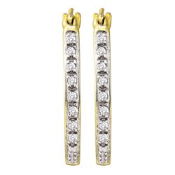 0.12 CTW Diamond Single Row Hoop Earrings 10KT Yellow Gold - REF-18W2K