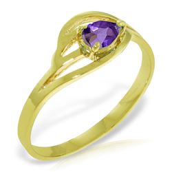 Genuine 0.30 CTW Amethyst Ring Jewelry 14KT Yellow Gold - REF-30V5W