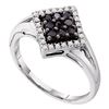 Image 1 : 0.20 CTW Black Color Diamond Square Cluster Ring 14KT White Gold - REF-22W4K